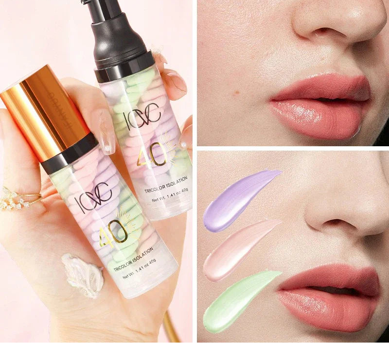 Primer Tricolor de Maquiagem Facial Hidratante